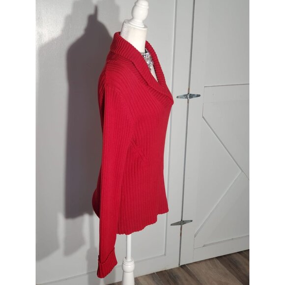 GEOFFREY  BEENE SWEATER COLOR RED LONG SLEEVE COTTON-SPANDEX  SIZE L - Picture 3 of 6